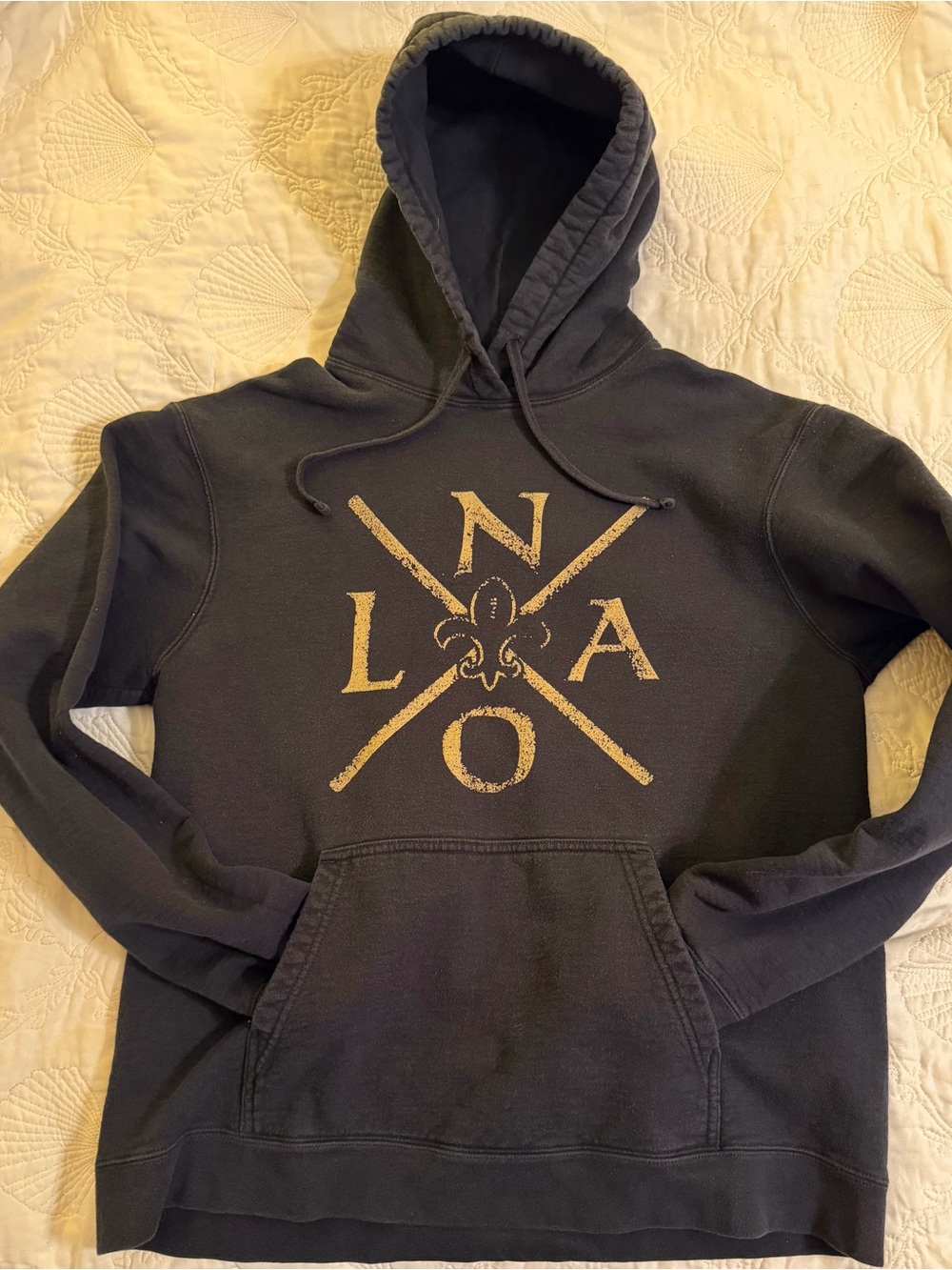 NOLA New Orleans Saints Black Hoodie with Gold Fleur-de-Lis graphic print Logo